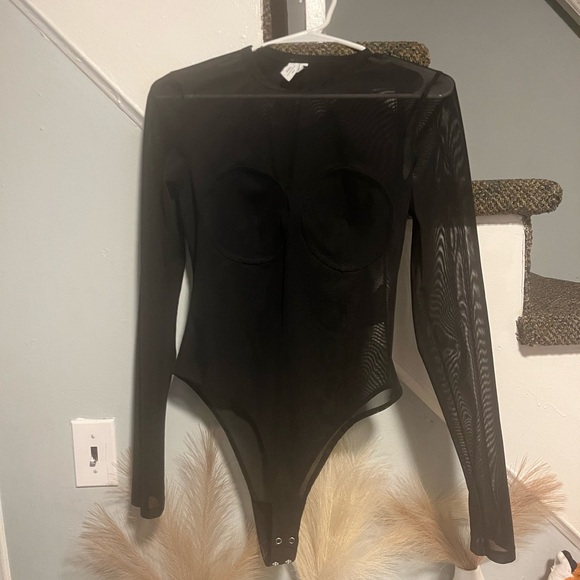 & Other Stories Black Sheer Long Sleeve Bodysuit - Picture 2 of 6